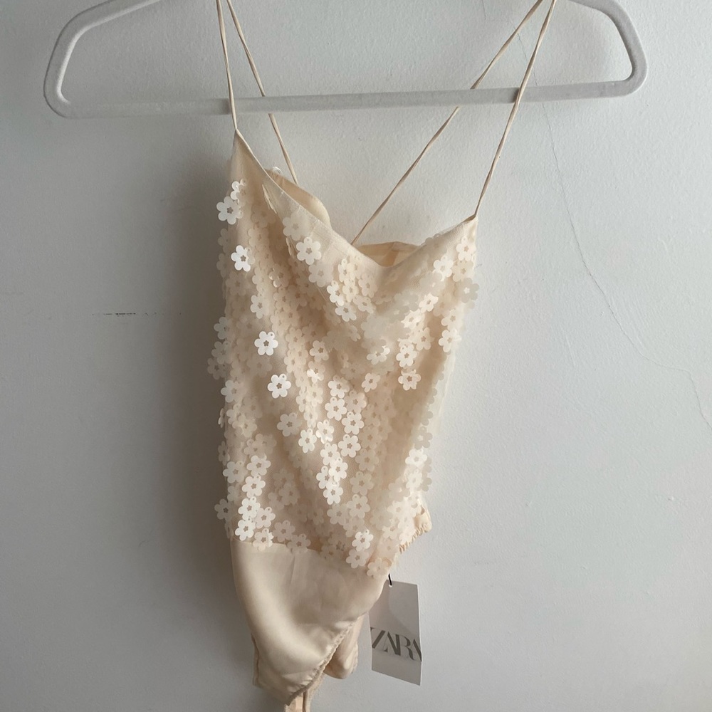 Zara flower sequin bodysuit